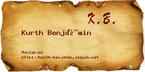 Kurth Benjámin névjegykártya
